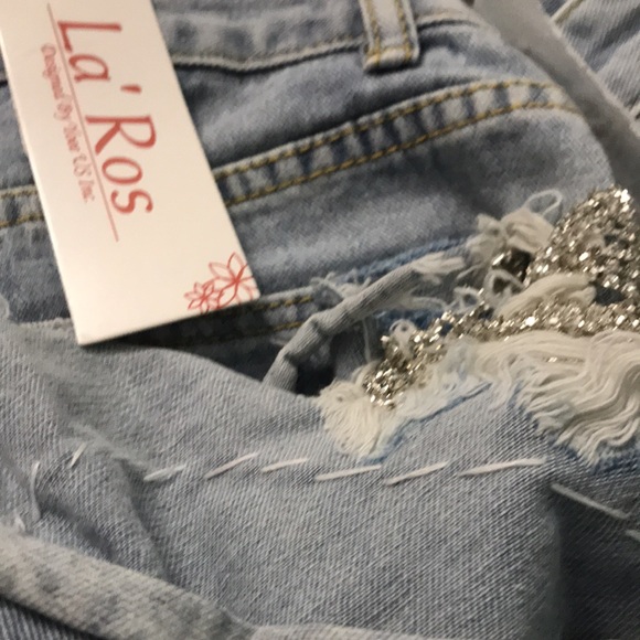 BNWT🌟La Ros Bling denim shorts 🎉small 🔥 NWT - Picture 6 of 8